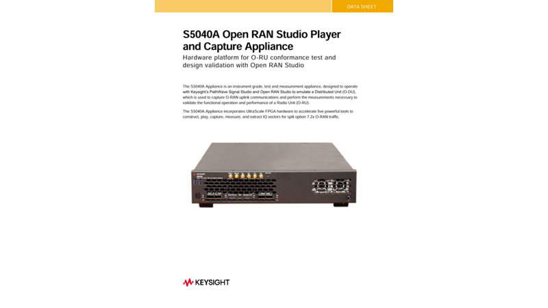 S5040A Open RAN Studio Player and Capture Appliance